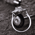 thumbnail image 5 of HeartsAndYou 2ct Round Moissanite Engagement Ring for Women 18k White Gold over Silver Vintage Inspired Art Deco Cocktail, 5 of 8