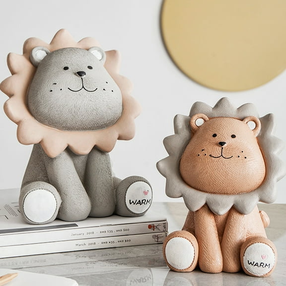 SPRING PARK Lion Coin Bank, Resin Money Bank, Birthday Gifts for Kids Boys Girls Home Decoration