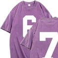 thumbnail image 4 of PiGOGI Men's Vintage Washed T-Shirt Short Sleeve Round Neck Distressed Casual Beach Summer Top Purple XL, 4 of 5