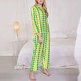 thumbnail image 3 of Sikiie yellow and green houndstooth Pajamas Set Long Sleeve Sleepwear Womens Button Down Nightwear Pj Sets-Medium, 3 of 7