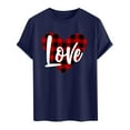 thumbnail image 4 of UVEASISHA Mens Valentine's Day Shirt Plaid Love Heart Print T-Shirts Summer Short Sleeve Crewneck Graphic Tees Regular Fit Fashion Vacation Tshirt Navy M, 4 of 5