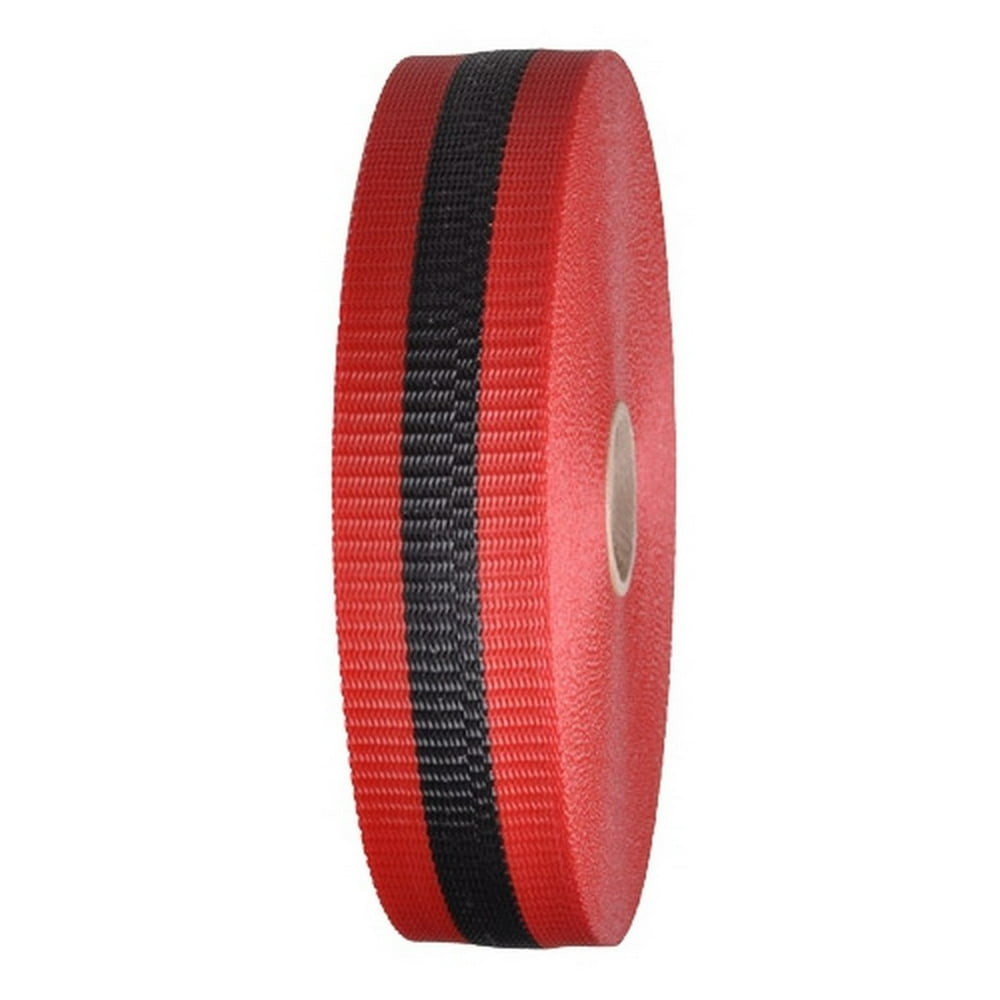 Woven Barricade Tape 2" X 150 Ft Red With Black Stripe (48 Roll/Case