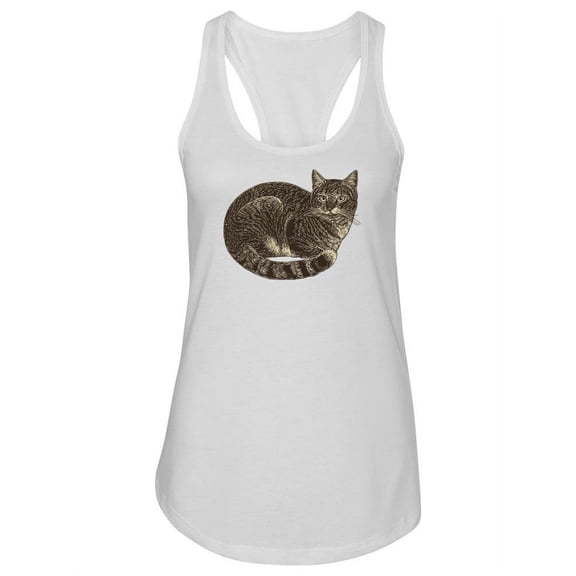 Sitting Cat Design. Tank Women -Image by Shutterstock, Female Small