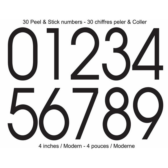 PRO-DF Modern self-adhesive 4'' numbers kit