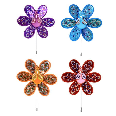 

FRCOLOR 4Pcs Outdoor Kids Double-Layer Windmill Sequin Shaped Pinwheel Children Educational Toy Random Color