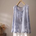 thumbnail image 4 of Embroidered Tops for Women Summer Floral Sleeveless Boho Tops Casual Crew Neck Blouse Loose Tank Tops M-XXL Blue M(M), 4 of 9