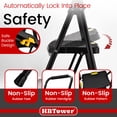 thumbnail image 4 of HBTower Folding 5-Step Ladder with Handrails and Tool Tray, Anti-Slip Wide Pedals, Safety Ladder for Adults, Black, 4 of 8
