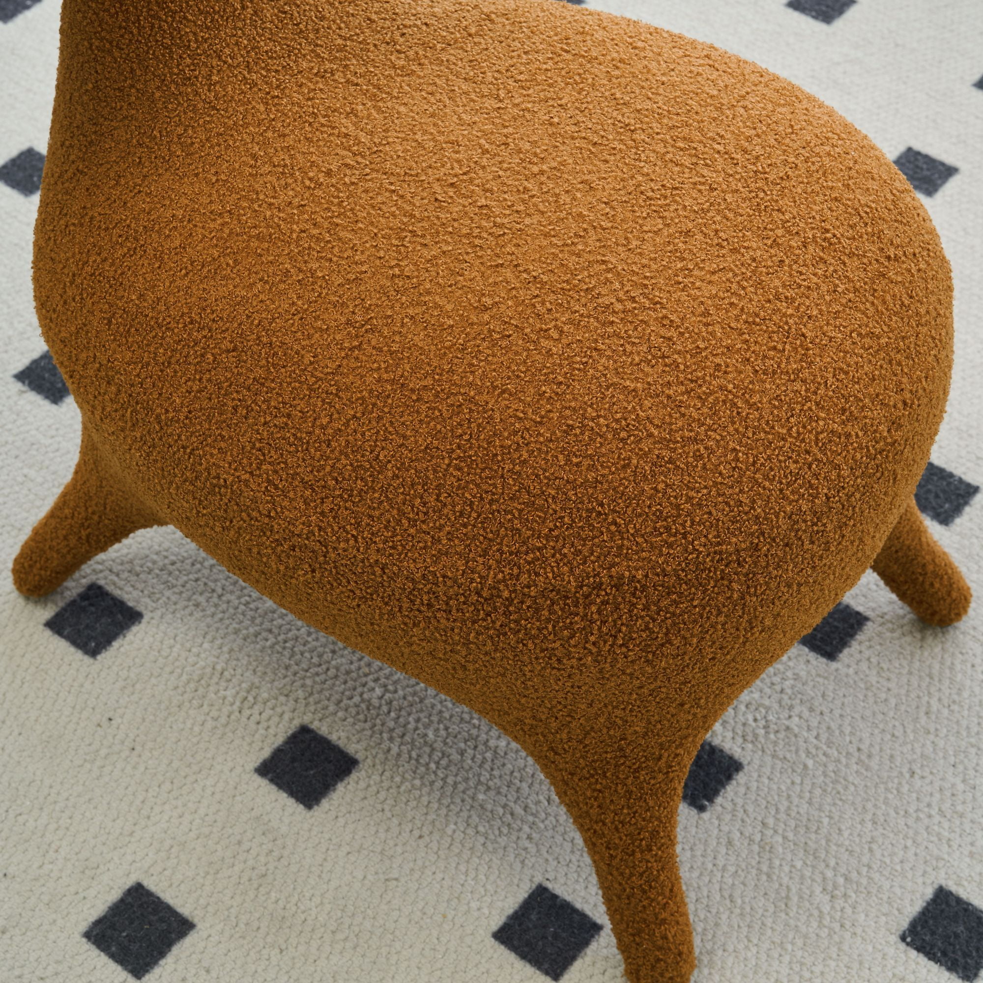 DEALTOPS Sherpa Lamb Fabric Accent Chair, Fun Lambswool Fabric Upholstered Accent Chair for Gaming Room, Living Room, Bedroom - Brown
