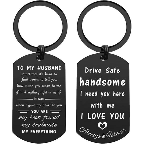 Love My Husband Keychain - Husband Birthday Gift Ideas - Mens Christmas Anniversary Keychain Gifts for Him, Valentines