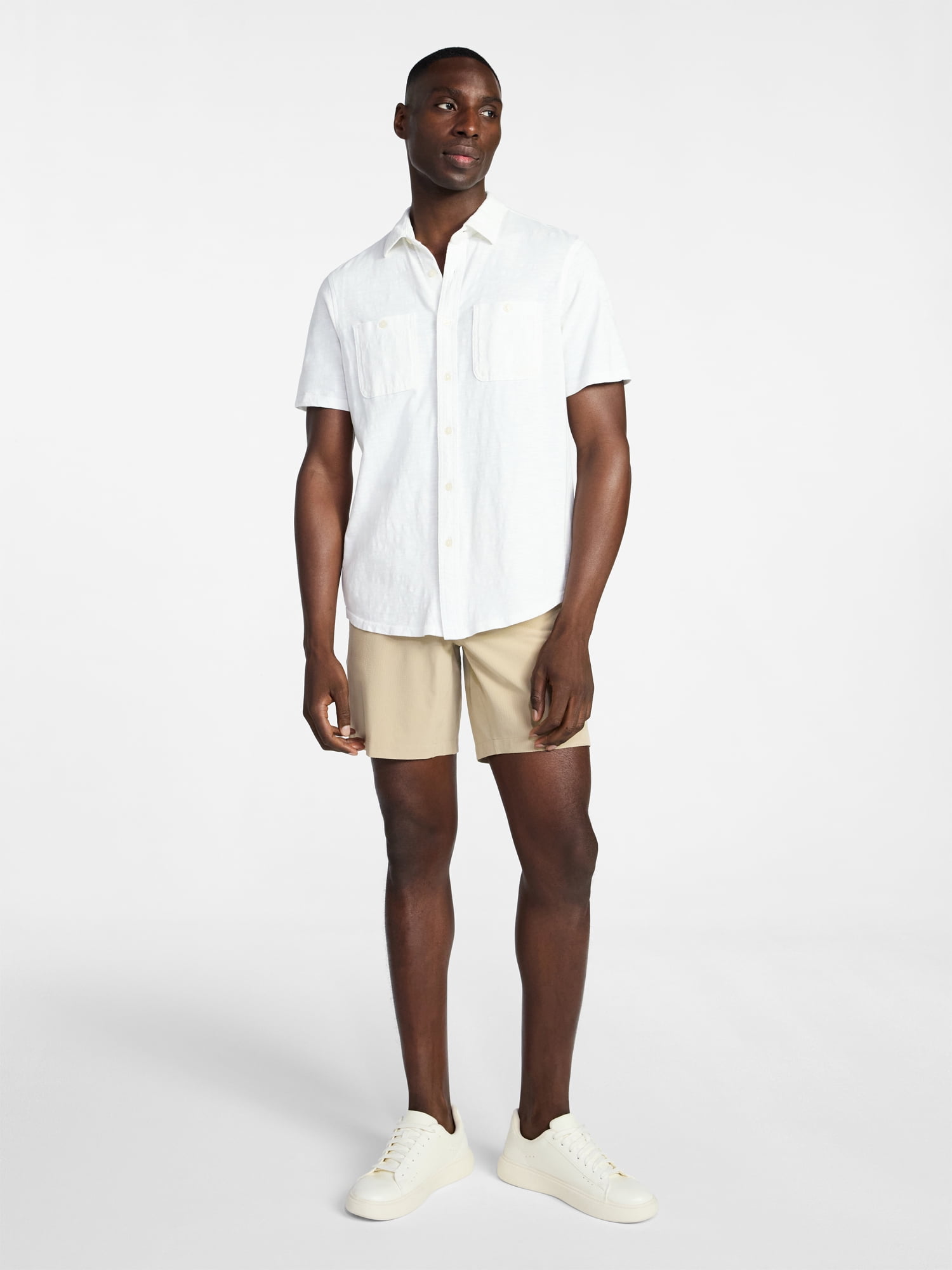 George Men's and Big Men's Knit Button-up Shirt with Short Sleeves, Sizes S-5XL