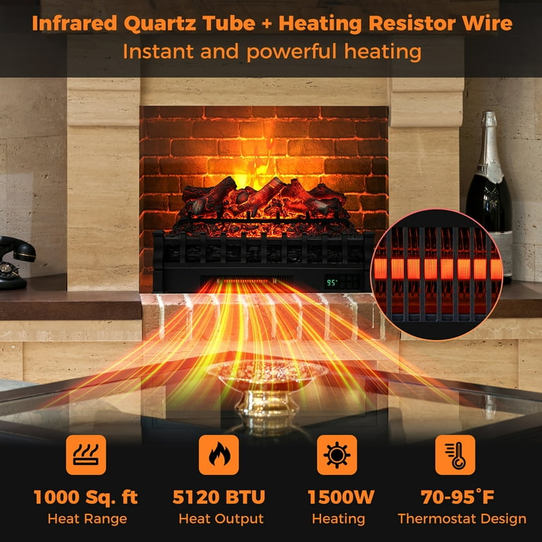 Gymax 26'' Infrared Quartz Electric Fireplace Heater, Large Room