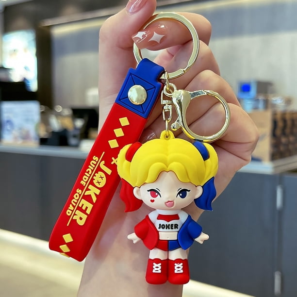 LLavero de goma suave de PVC para niños, llavero de bolsa, accesorios de adorno, juguetes para niños, figura de Anime DC, Joker, Harley Quinn, lindo regalo de cumpleaños Fivean unisex