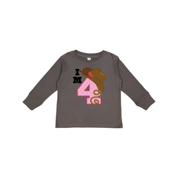 Inktastic 4th Birthday Cowgirl 4 Year Old Girls Long Sleeve Toddler T-Shirt