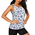 thumbnail image 2 of Fuzoiu Dark Blue Snowflakes Print Women's Workout Tank Top,Athletic Racerback Sports Tank,Tops Sleeveless Running Loose Fit Yoga Tops,Active Shirts for Yoga, Running, and Gym-XX-Large, 2 of 7