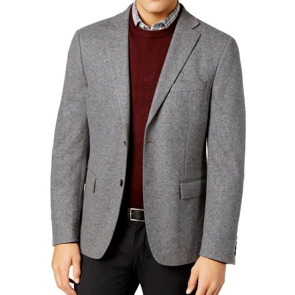 Ryan Seacrest Mens Slim-Fit Two Button Blazer Jacket, Grey, 40 Long