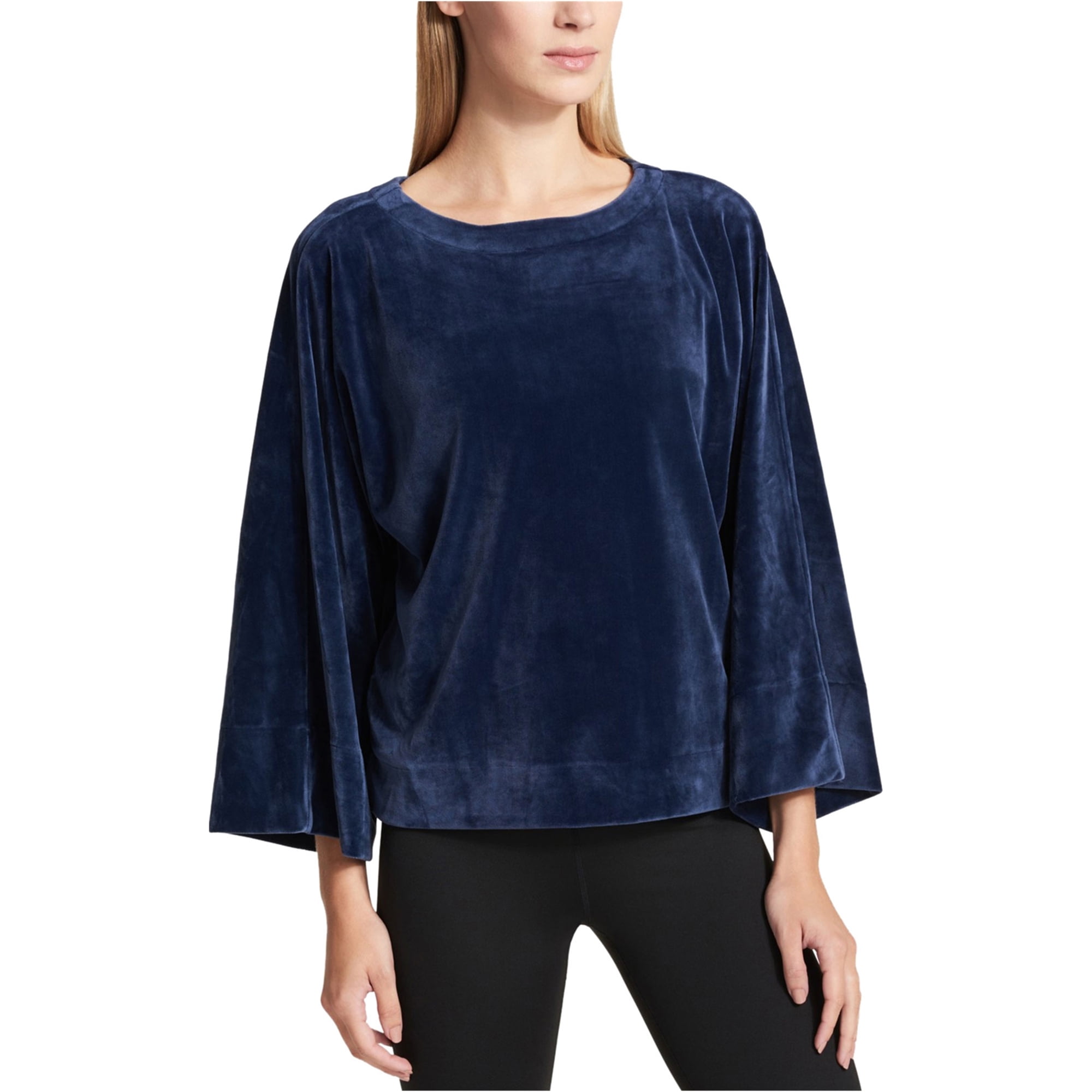 DKNY Womens Velour Kimono Sleeve Basic T Shirt Blue Small Walmart