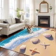 thumbnail image 2 of Summer Beach Area&nbsp;Rug 6x9ft Shell Starfish Spray Non-Slip&nbsp;Washable Square&nbsp;Rugs Soft Felt Indoor Floor Mat for Bedroom Kitchen Living Room Bathroom, 2 of 9