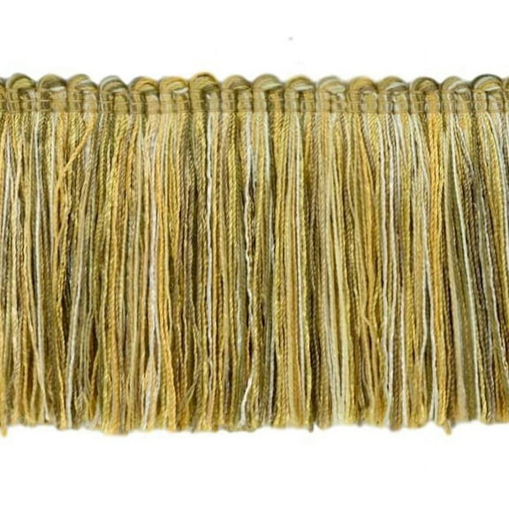 3" (7.5cm) Marrakesh Collection Brush Fringe Trim # 0300RWB,, Golden Olive Green #VL07 (Light Gold, Olive Green) Sold By The Yard (36"/3 ft/0.9m)