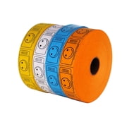 Smiley Face Roll Ticket 1,000 Ticket Roll 8 Pack Assorted Colors.Consecutively Number, Perforated