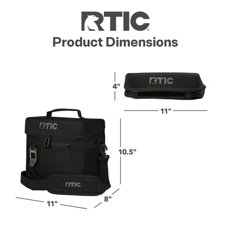 RTIC 15 Can Everyday Soft Cooler, 16 qt Collapsible with Bottle Opener, Black
