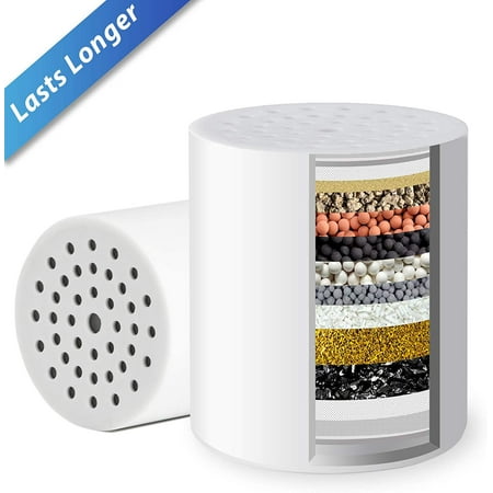 

iSpring FSF2 15-Stage Universal Shower Filter Replacement Cartridge Improves Conditions of Skin Hair and Nails White