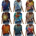 thumbnail image 4 of Ichuanyi Trendy Floral T-Shirt Women's Summer Short Sleeve Tunic Tops V Neck Graphic Tees Shirt Casual Comfy Blouses Tops, 4 of 4