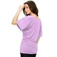 thumbnail image 4 of Made by Johnny Women's Boat Neck Short Sleeve Dolman Drape Top XL LAVENDER, 4 of 6