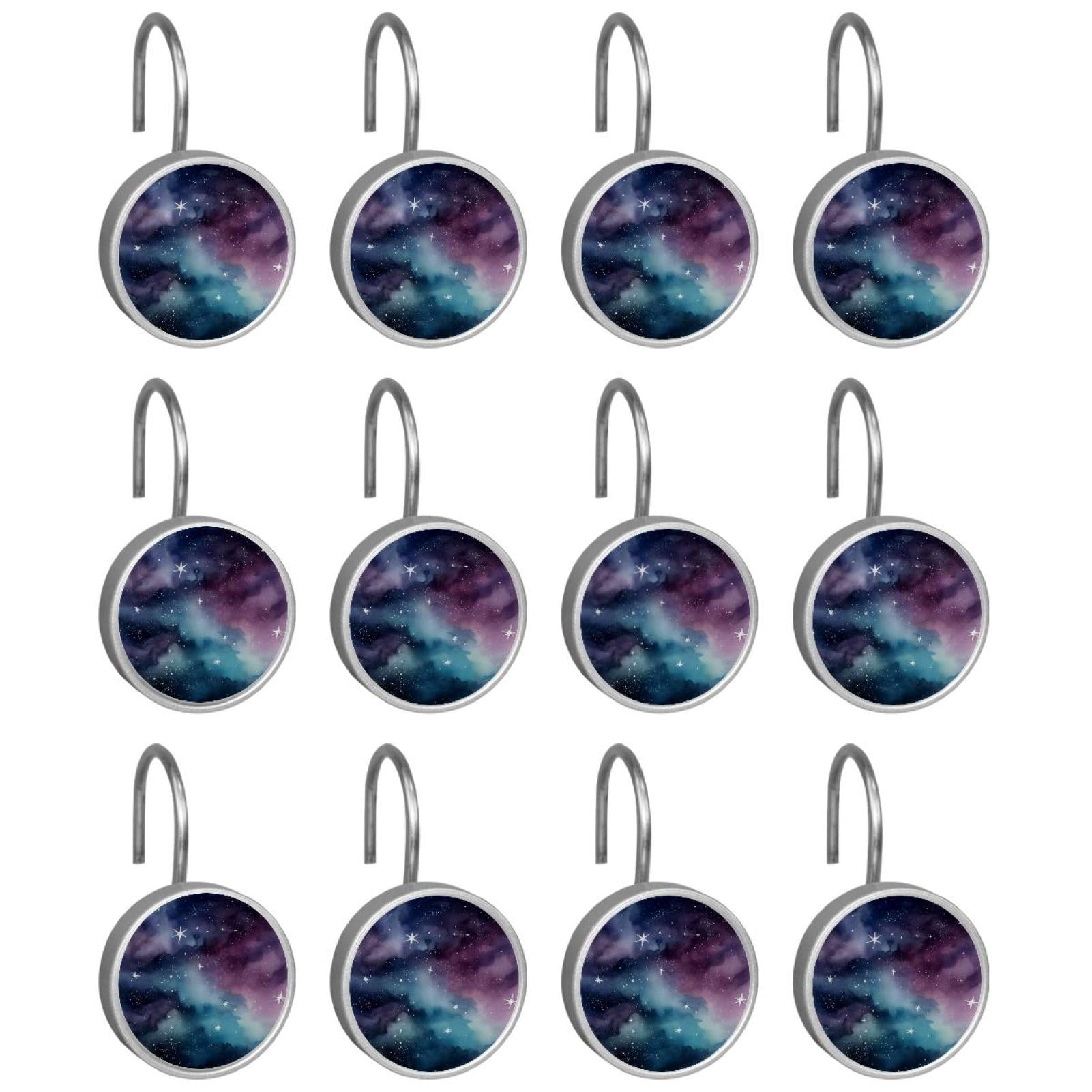 HemaKayy 12 Pcs Shower Curtain Hooks Bathroom Decorative Accessories Watercolor Stars