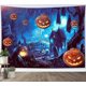 thumbnail image 4 of Halloween Tapestry Terror Pumpkin Jack-O-Lantern Wall Decor Night Spooky Jungle Tapestry Hunted House Photo Wall Art for Bedroom Home Dorm Halloween D, 4 of 5