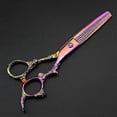 thumbnail image 4 of Tijeras profesionales de entresacar el cabello de 15 cm con cuchillas de precisión y mango ergonómico, acabado plateado., 4 of 5