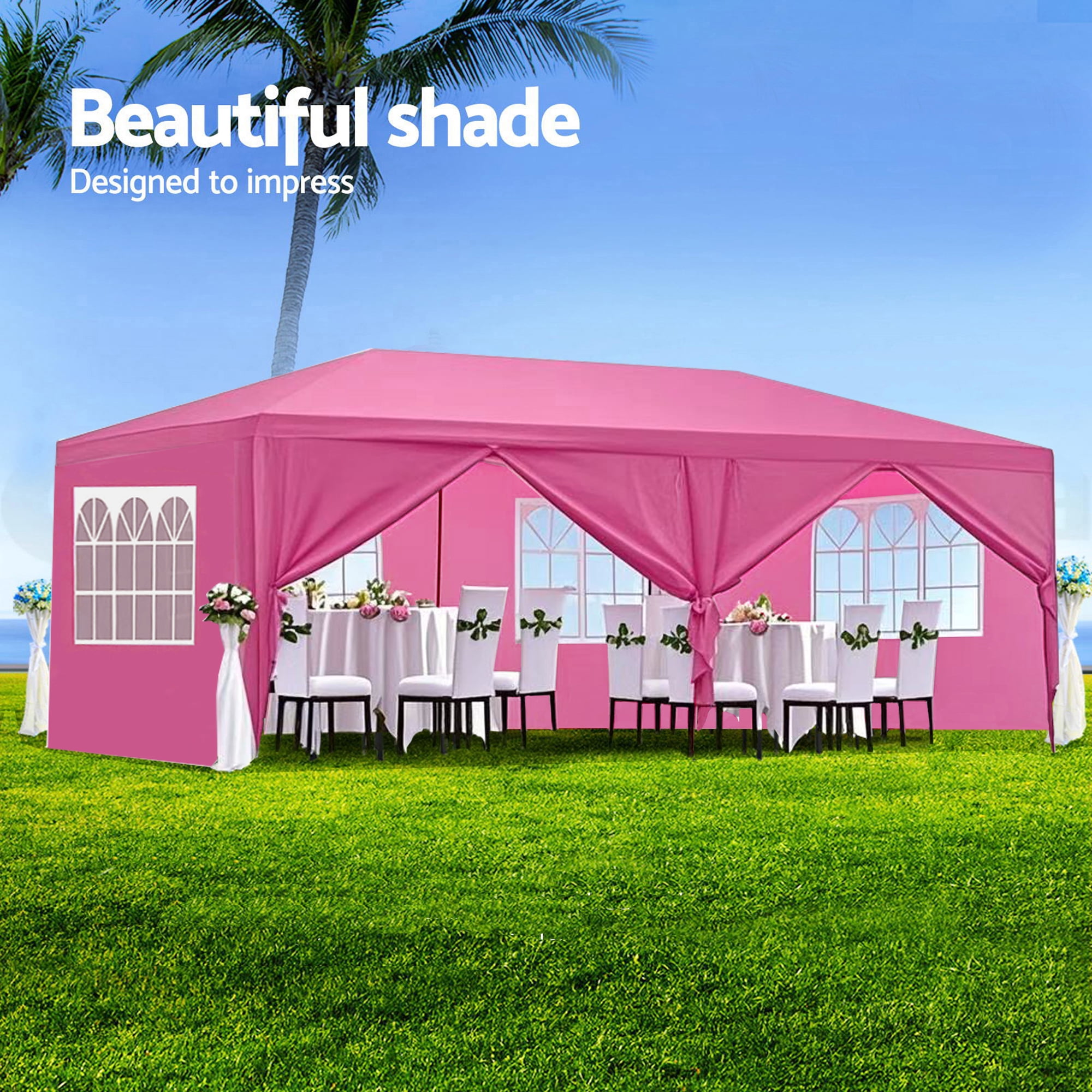 10'x20' Canopy Tent Wedding Party Outdoor Gazebo with 6 Removable Sidewalls for Weddings and Events,Pink