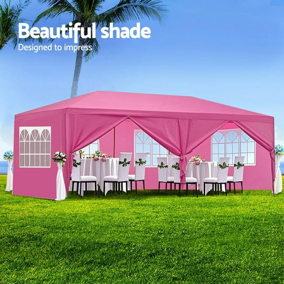 10x20' Wedding Party Canopy Tent Outdoor Gazebo with 6 Removable Sidewalls Pink Color