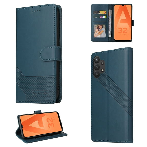 Allytech Samsung Galaxy A32 Wallet Case 5G, Magnetic Folio Protective Wallet Pocket Credit Slots Retro Flip PU Leather Card Holder Kickstand Cover For Samsung Galaxy A32 5G,
Blue