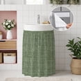 thumbnail image 4 of Dark Green Small Cabinet Curtains 10"W x 11"L, Farmhouse Vintage Green Solid Color Modern Sink Skirt Dust-Proof Short Curtain for Bathroom Vanity Storage Cubby Desk, Self Adhesive Privacy Drapes, 4 of 9