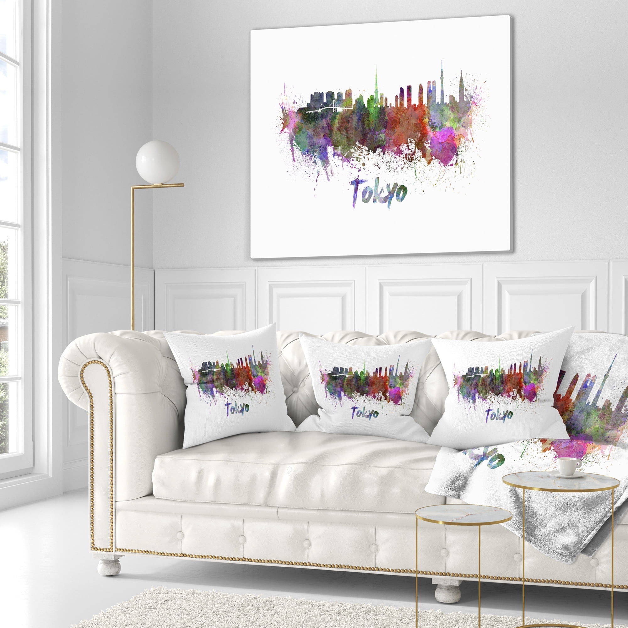 Designart Tokyo Skyline - Cityscape Throw Pillow - 16x16