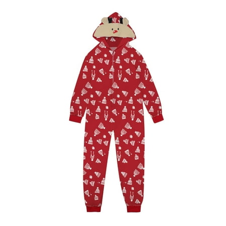 

Nomeni Matching Family Christmas Siamese Pajamas Sets Deer Head Embroidery Hooded Romper PJs Zipper Jumpsuit Loungewear (Dad)