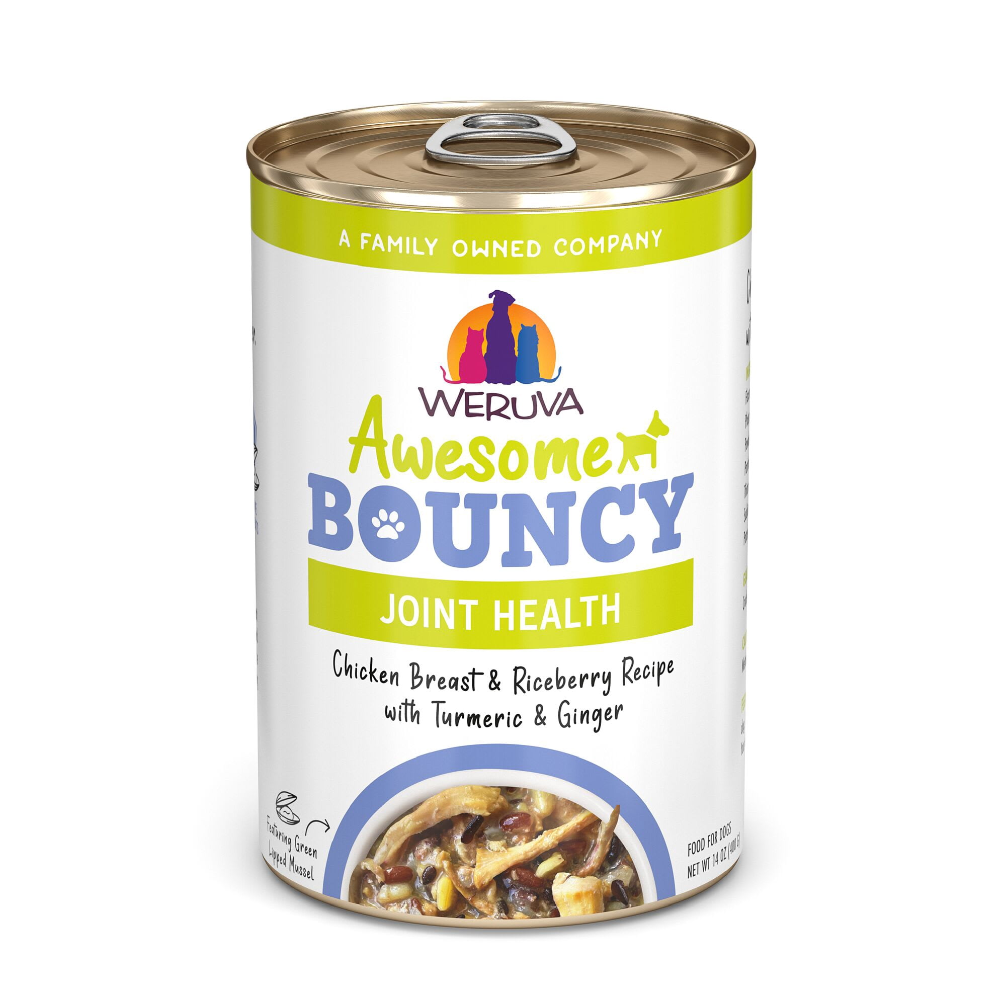 Weruva Awesome Bouncy Chicken Breast & Riceberry Recipe with Turmeric & Ginger Wet Dog Food, 14 oz., Case of 10