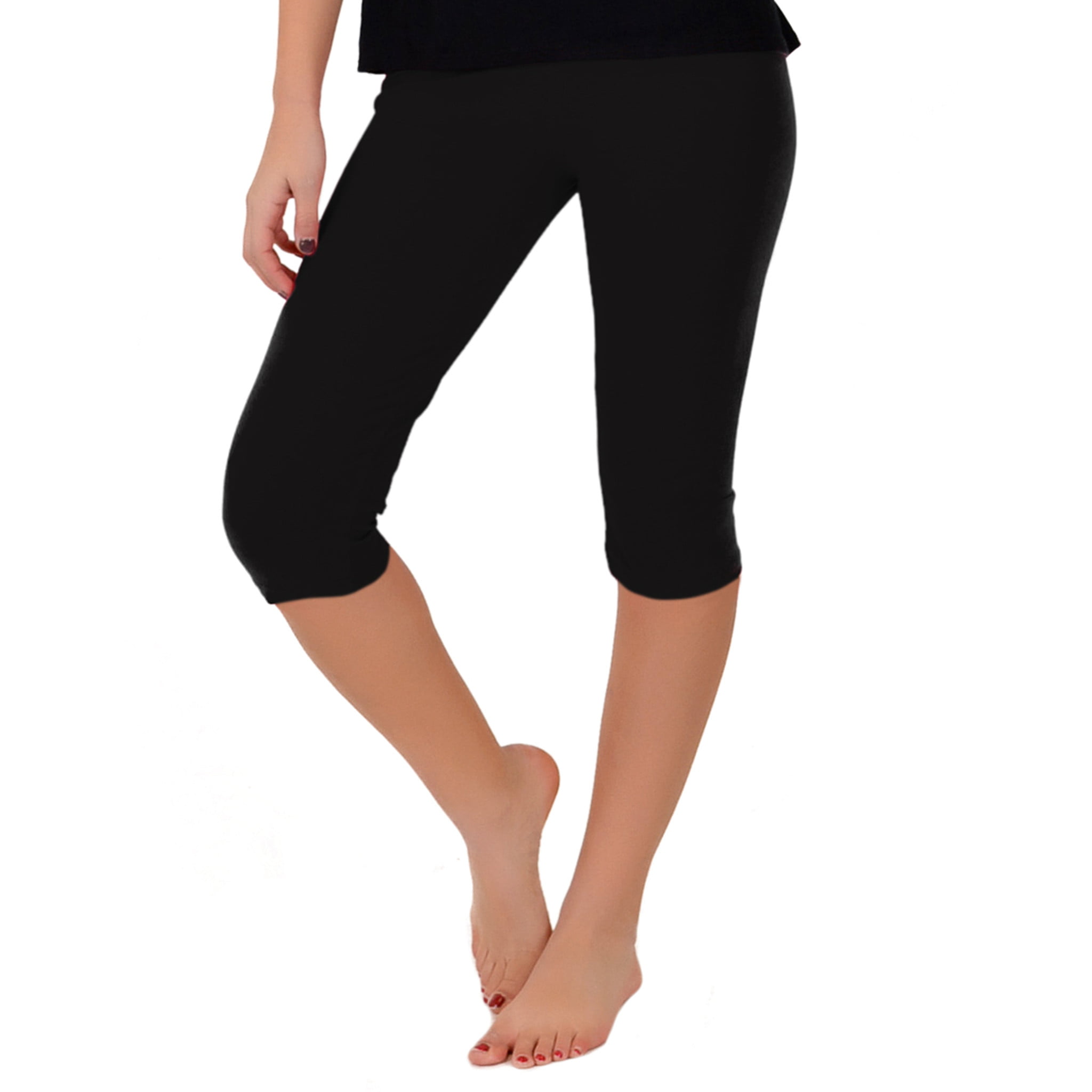 Premium Cotton Capri Length Leggings Yoga Pants Stretchy Basic Everyday |  eBay