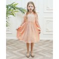 thumbnail image 2 of Girls Long Sleeve Dress Tween Contrast Mesh Puff High Waist A-Line Midi Swing Party Holiday Dresses 4-13Y, 2 of 9