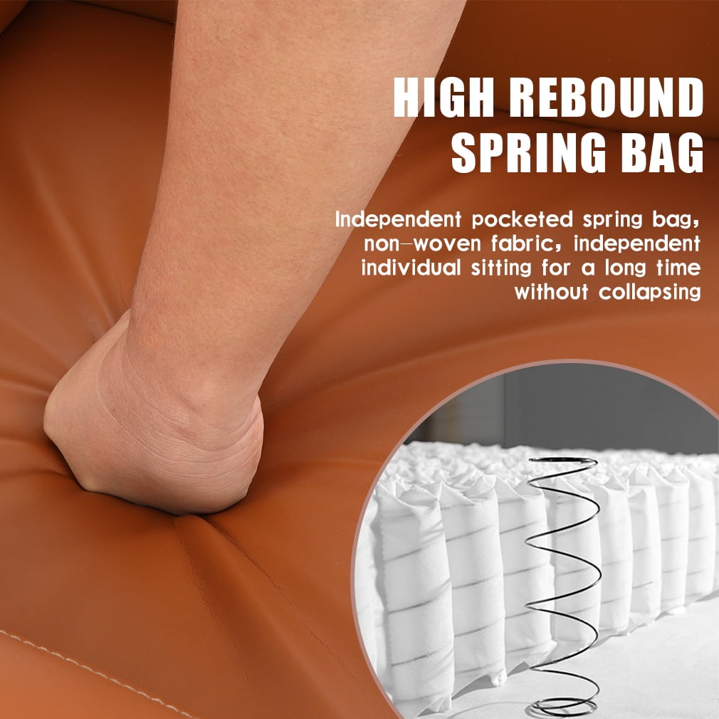 NiamVelo Recliner Chair for Adults, PU Leather Recliner Sofa with Lumbar Support, Adjustable Modern Reclining Chair with Padded Seat Backrest for Home, Living Room, Theater （Tan）