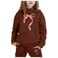 thumbnail image 1 of FhsagQ Outfits for Girls Children's Hoodie Set with Bow Print Girls Spring Outfits 4T Spring Coffee 12-13 Years, 1 of 4