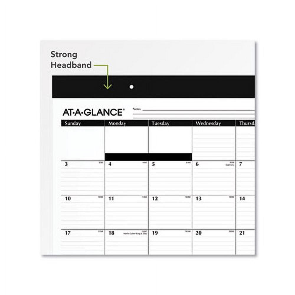 Monthly Refillable Desk Pad 22 x 17, White, 2022
