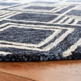 thumbnail image 3 of SAFAVIEH Micro-Loop Floral Diamond Trellis Wool Area Rug, Navy/Ivory, 5' x 5' Round, 3 of 6