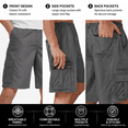 thumbnail image 5 of Puztloy Men's Cargo Shorts Work Gym Medium Elastic Waist Drawstring with Zippered Pockets Relaxed Fit Outdoor Casual Pant, 5 of 9