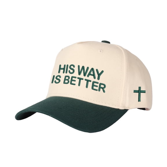 HIS WAY IS BETTER Letter Embroidered Color Block Trucker Hat Unisex Adjustable Cotton Breathable Fashion Cap for Travel Daily Wear
