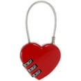 thumbnail image 2 of Mini candado de alambre de acero con código en forma de corazón rojo, estilo elegante para maletas., 2 of 4