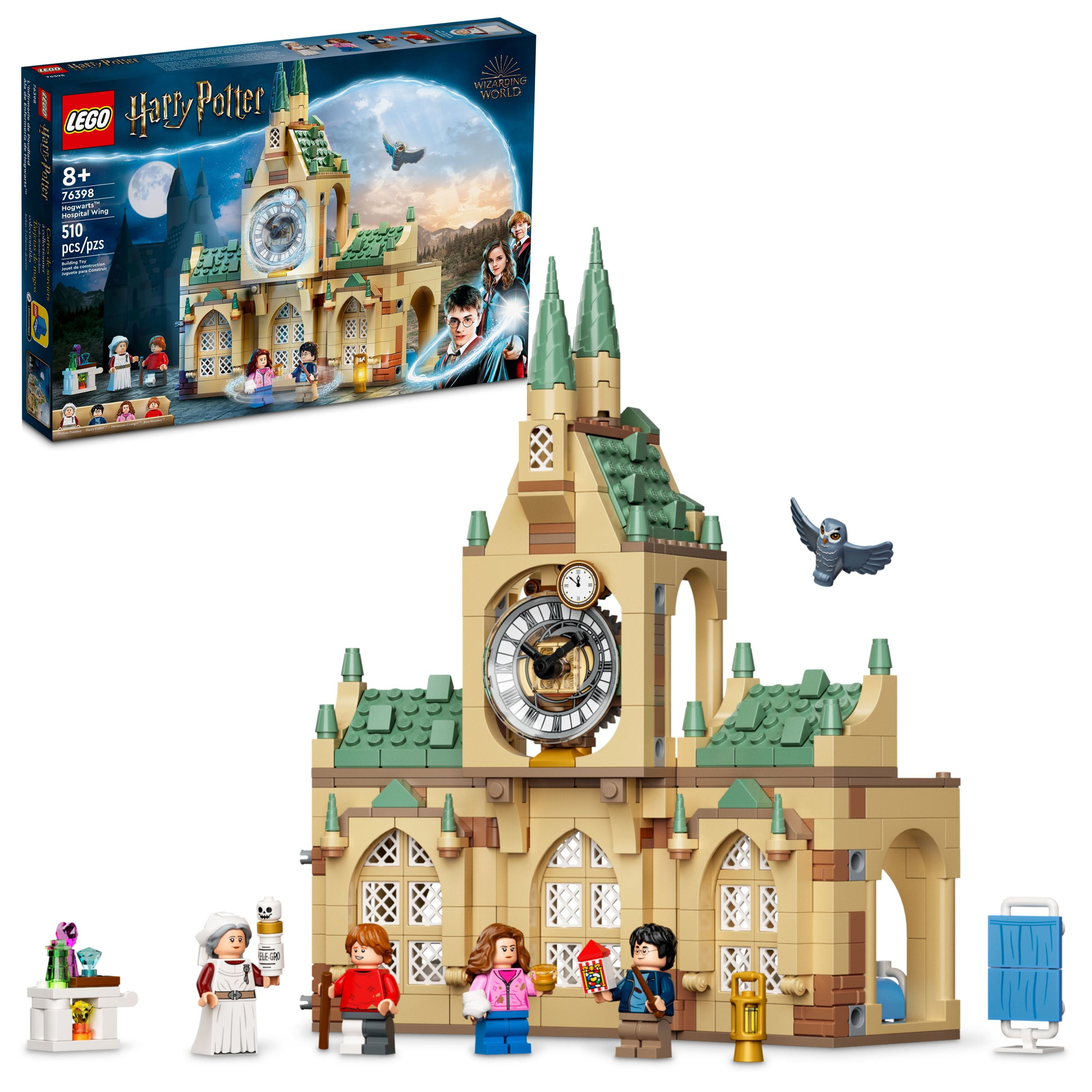 LEGO Harry Potter Hogwarts Hospital Wing 76398 Buildable Castle Toy with Clock Tower, The Prisoner of Azkaban, Includes Harry Potter, Hermione Granger, Ron Weasley & Madam Pomfrey Minifigures