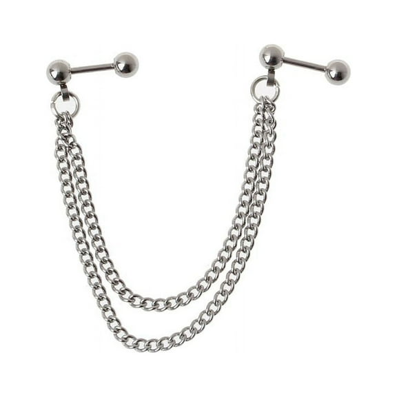 AOOOWER Niche Punk Earrings with Chain Dangle Earrings Double Piercing Earring All-match for Couple Daily Wear Dating Day