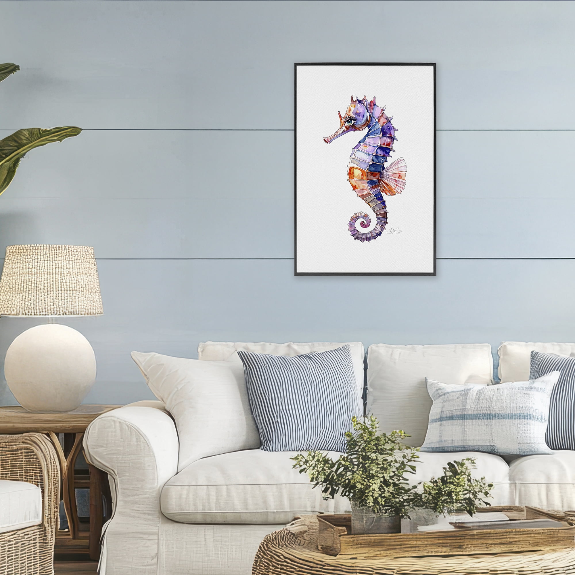 Stupell Industries Sea Whisper Seahorse Black Framed Giclee Art, design by Shelly Craig