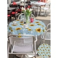 thumbnail image 4 of Outdoor Tablecloth with Umbrella Hole and Zipper, Blue Yellow Sunflower Round Table Cloth 60 Inch Waterproof Tablecloth, Summer Botanical Farmhouse Floral Picnic Table Cover for Patio Camping, 4 of 7